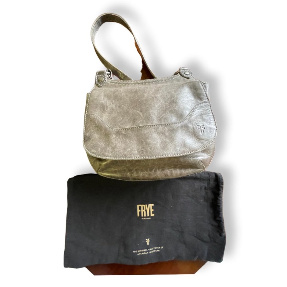 Frye Melissa Grey Leather Crossbody Saddle Bag with Dustbag - Picture 5 of 7